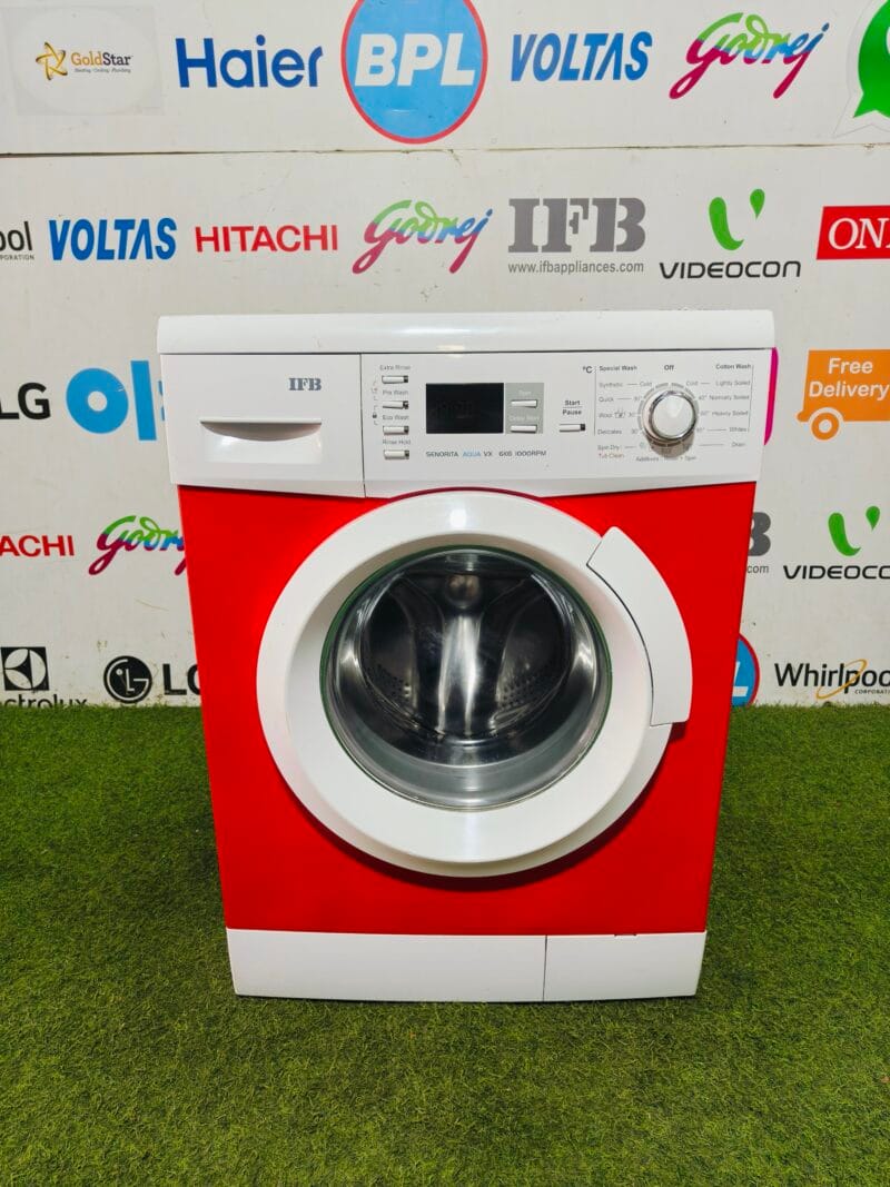 IFB senorita Aqua SX 6 kg red & white in colour with digital display fully automatic gently used front load washing machine