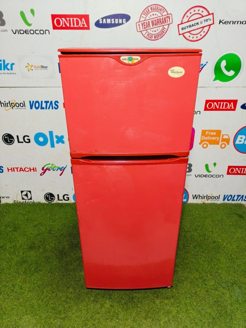 whirlpool no cfc 240 lte red in colour used double door refrigerator