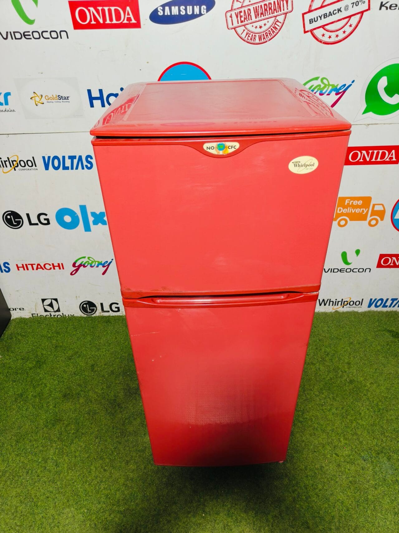 whirlpool no cfc 240 lte red in colour used double door refrigerator - Image 2