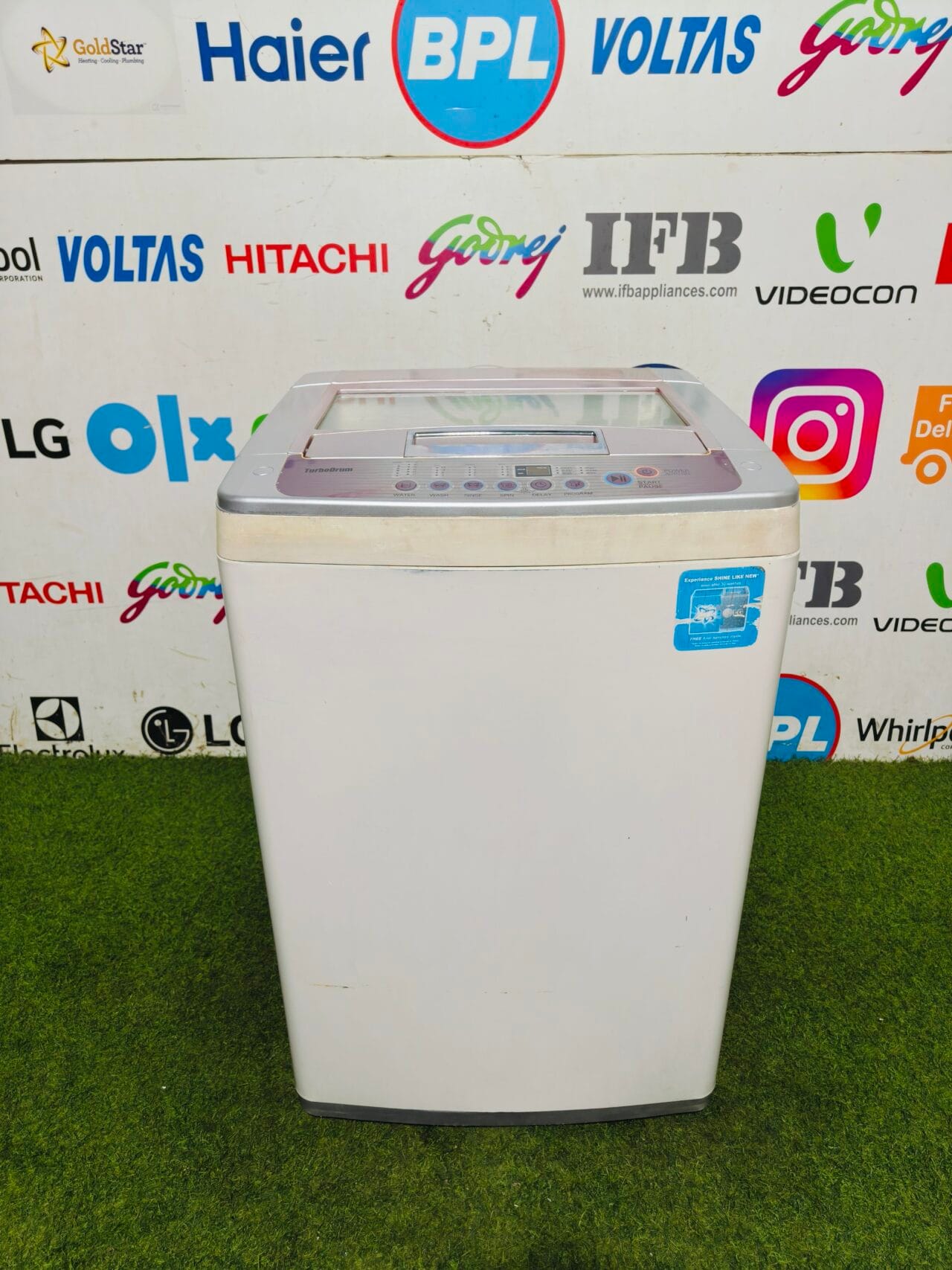LG fuzzy logic turbo drum 6 kg double colour used fully automatic top load washing machine