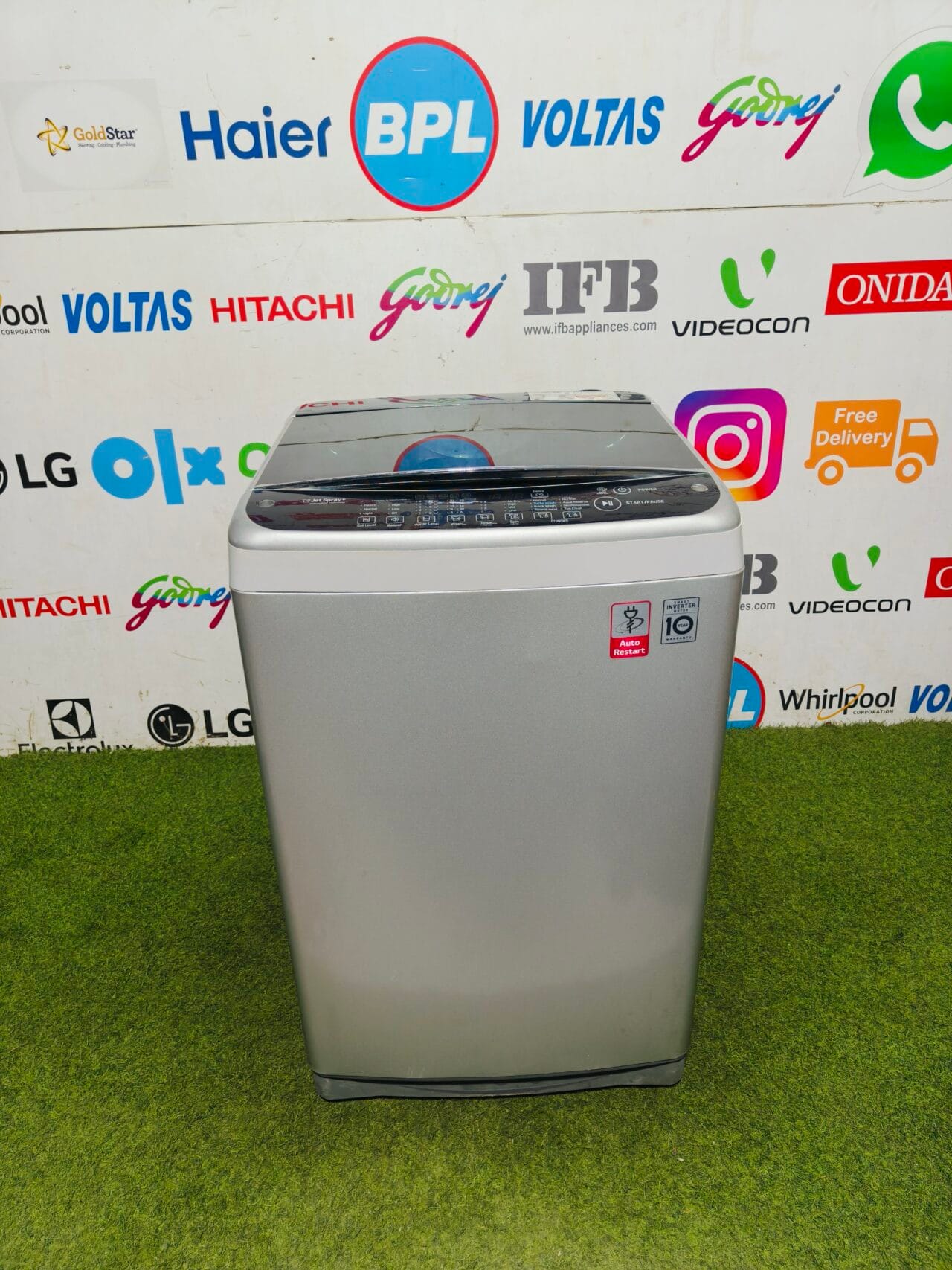 LG 5 star energy rating jet spray + smart inverter technology with smart diagnosis and auto restart silver & black in colour 8 kg like new in condition fully automatic top load washing machine