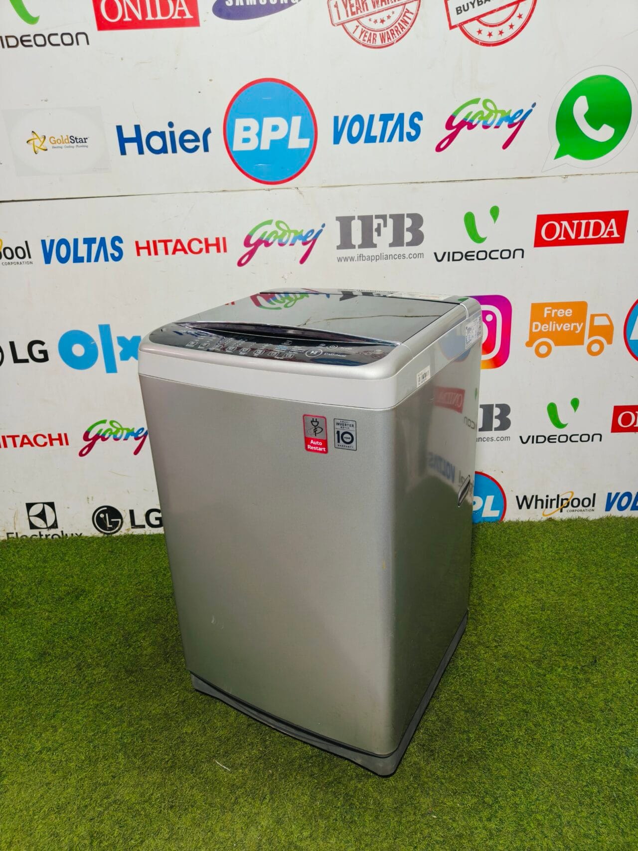 LG 5 star energy rating jet spray + smart inverter technology with smart diagnosis and auto restart silver & black in colour 8 kg like new in condition fully automatic top load washing machine - Image 4
