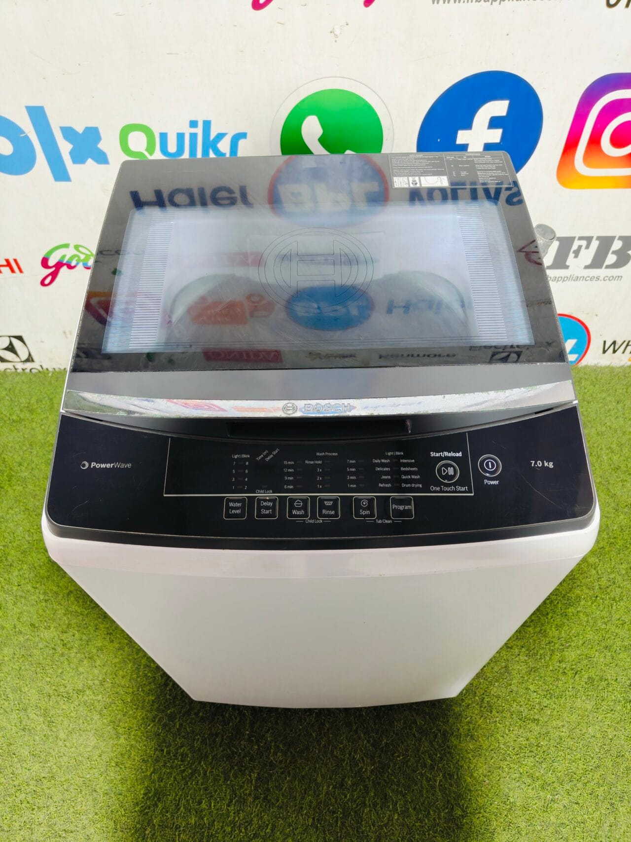 Bosch power wave 5 star energy rating white and black in colour 7 kg Fully automatic like new in condition top load washing machine - Image 2