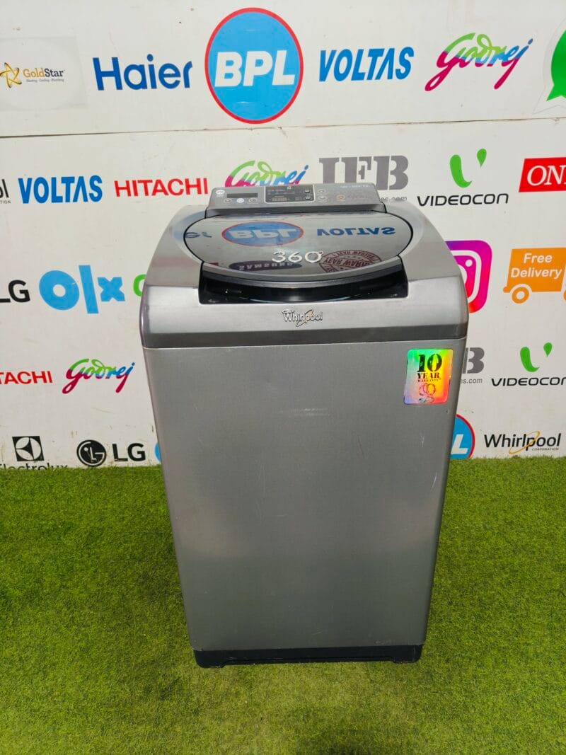 whirlpool 6th sense 360 degree 7.2 kg grey in colour gently used fully automatic top load washing machine