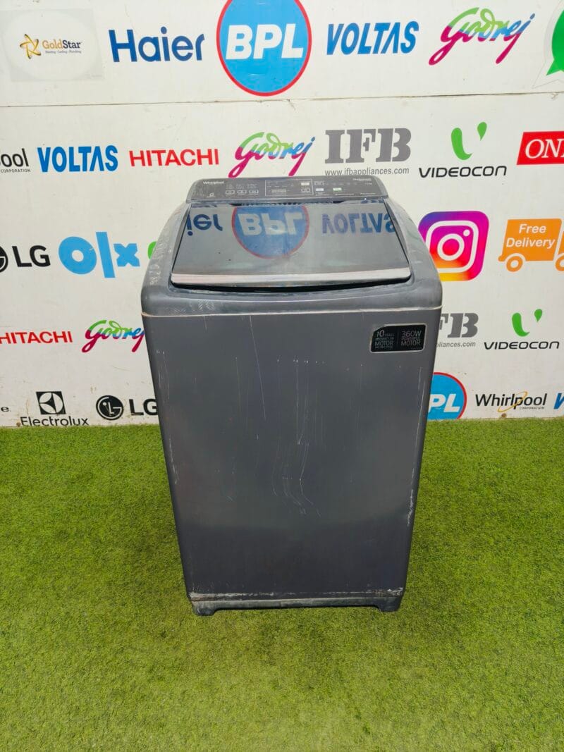 Whirlpool 6th sense stainwash deep clean 7.5 kg grey in colour fully automatic used topload washing machine