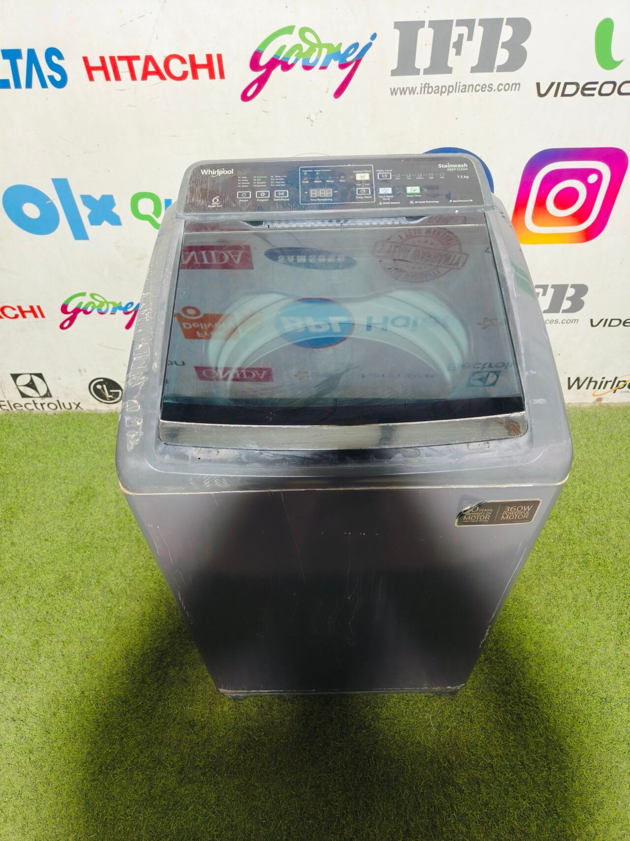 Whirlpool 6th sense stainwash deep clean 7.5 kg grey in colour fully automatic used topload washing machine - Image 2