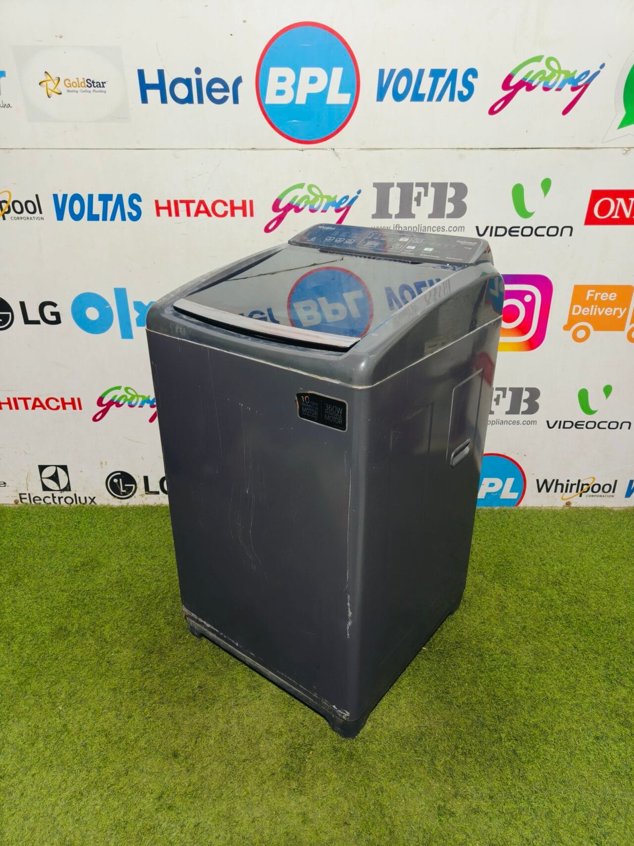 Whirlpool 6th sense stainwash deep clean 7.5 kg grey in colour fully automatic used topload washing machine - Image 4