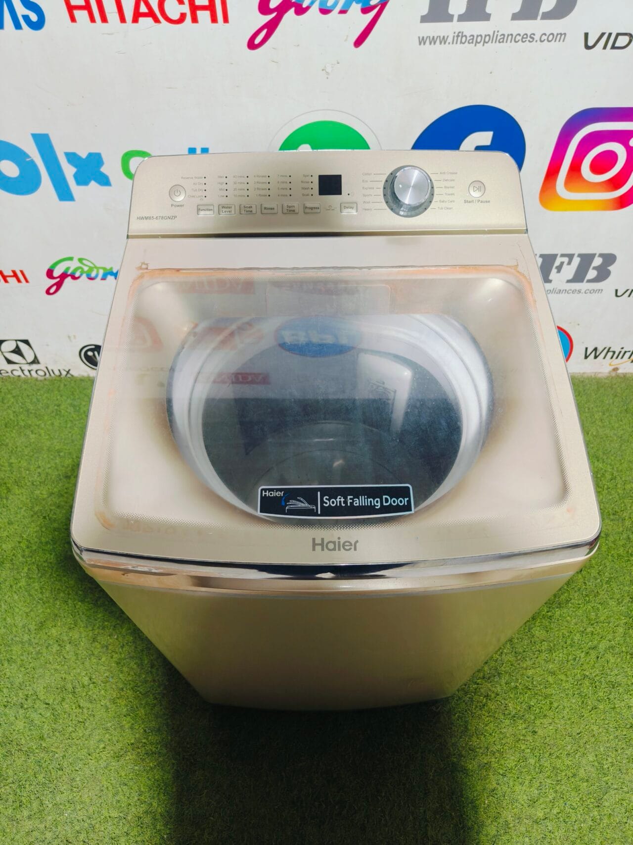 Haier soft closing door 7 kg gold in colour fully automatic with multiple programs used top load washing machine - Image 2