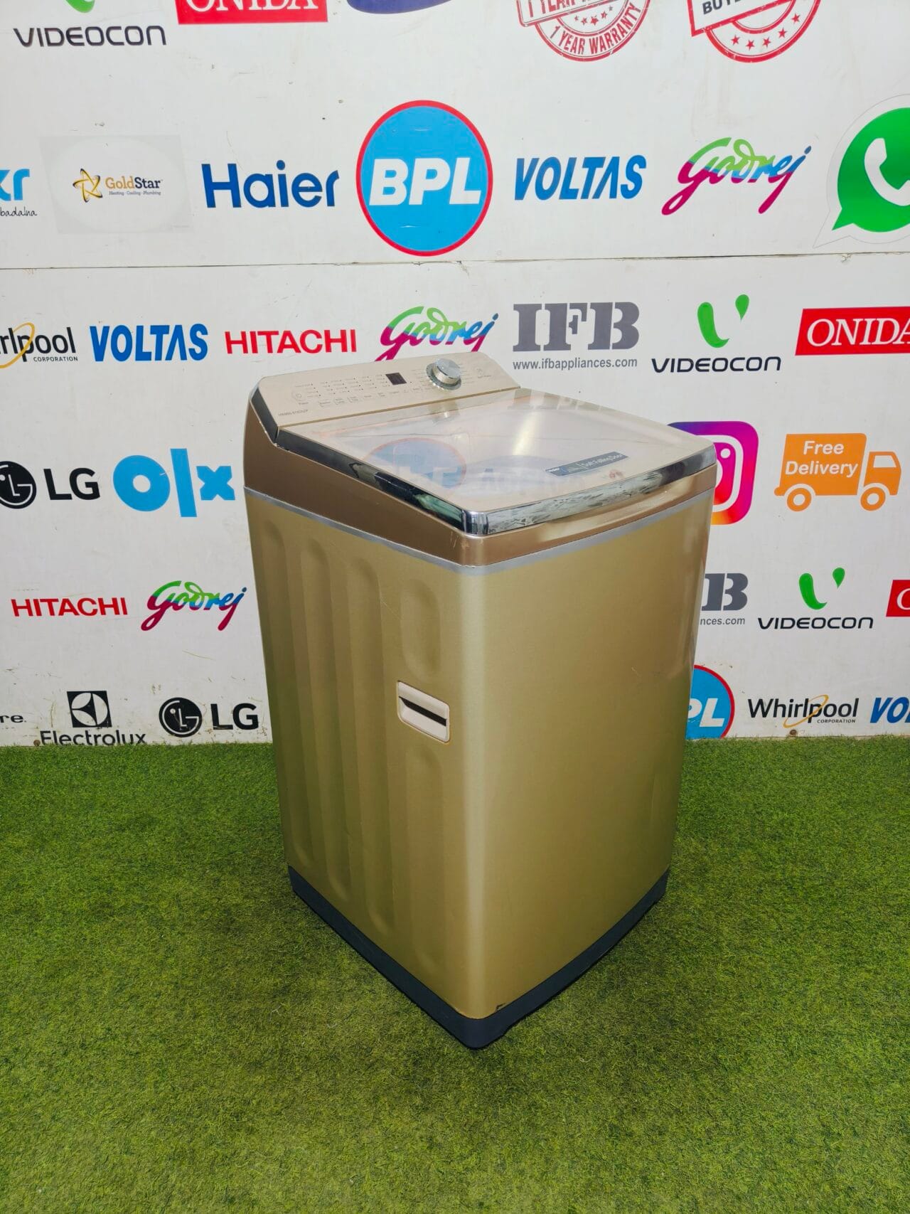 Haier soft closing door 7 kg gold in colour fully automatic with multiple programs used top load washing machine - Image 4
