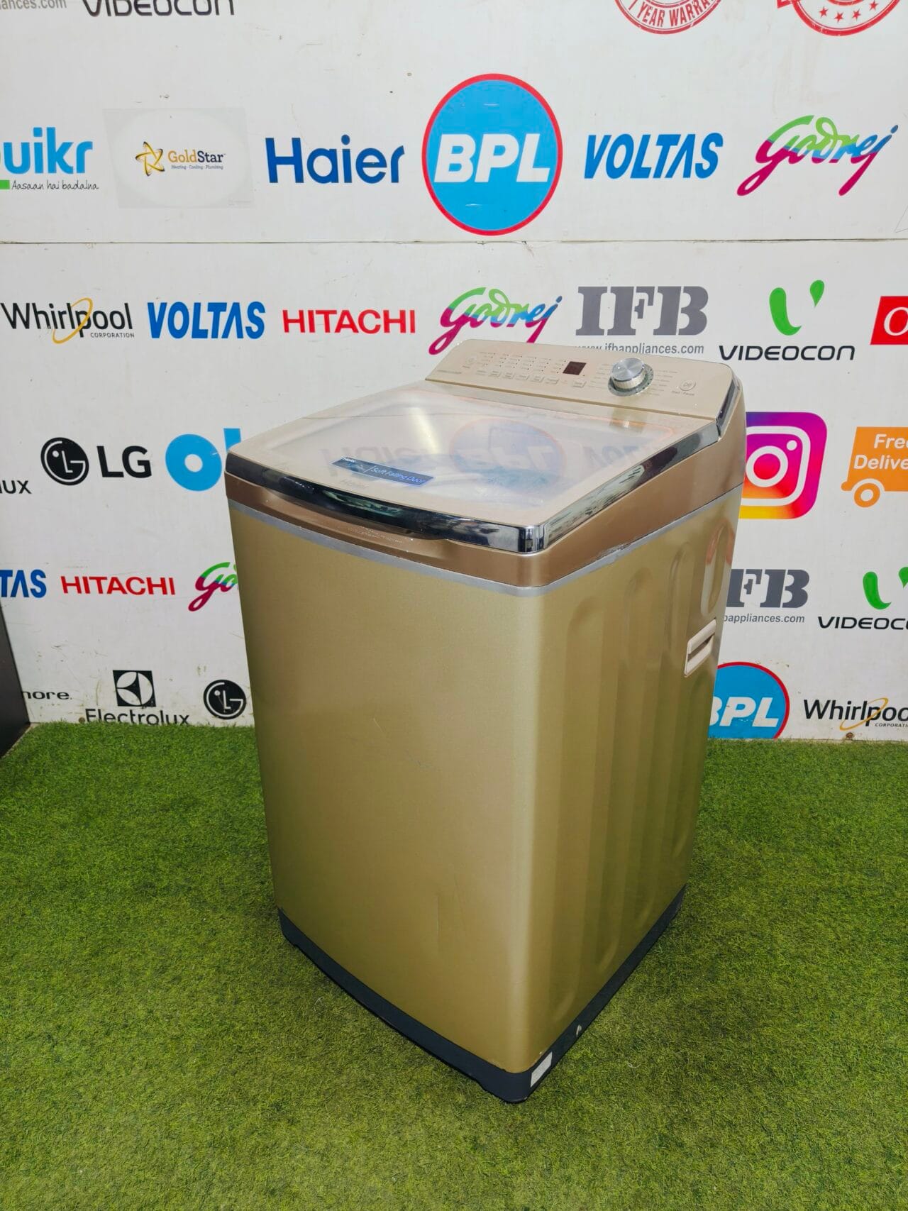 Haier soft closing door 7 kg gold in colour fully automatic with multiple programs used top load washing machine - Image 5