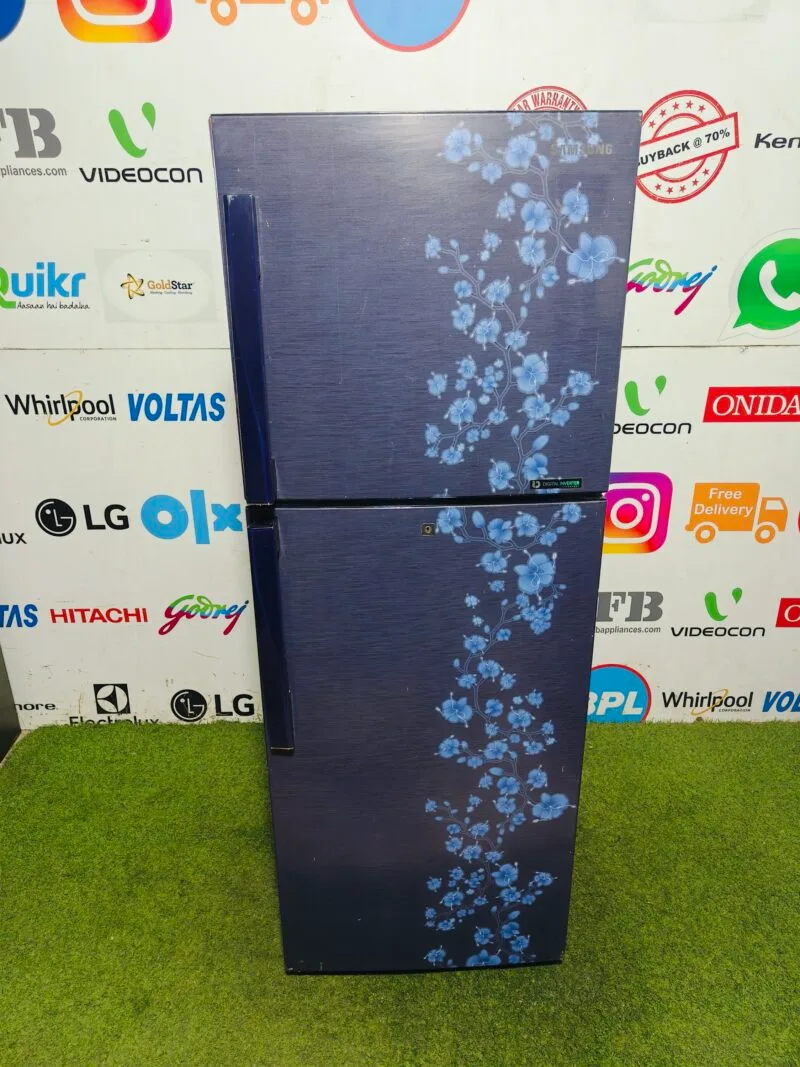 Samsung digital inverter 5 star energy rating inbuilt stabiliser 260 lte blue flower model double door refrigerator