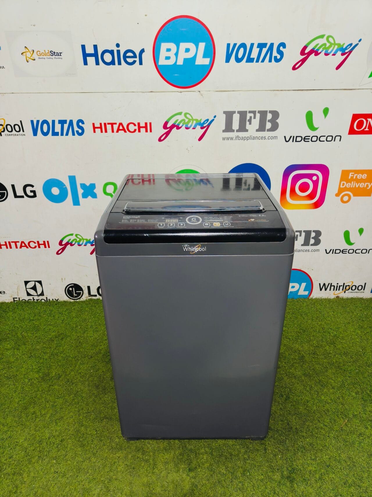 whirlpool 6th sense white magic royale with auto tub clean,auto restart and express wash 6.2 kg gently used fully automatic top load washing machine