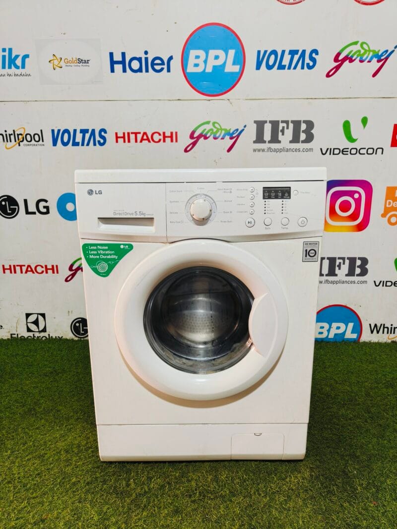 LG digital inverter direct drive 5.5 kg energy saving full white in colour gently used fully automatic front load washing machine
