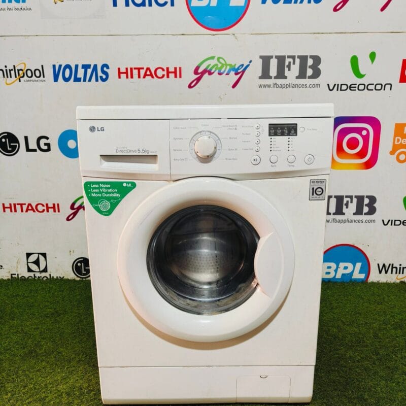 LG digital inverter direct drive 5.5 kg energy saving full white in colour gently used fully automatic front load washing machine (Refurbished)