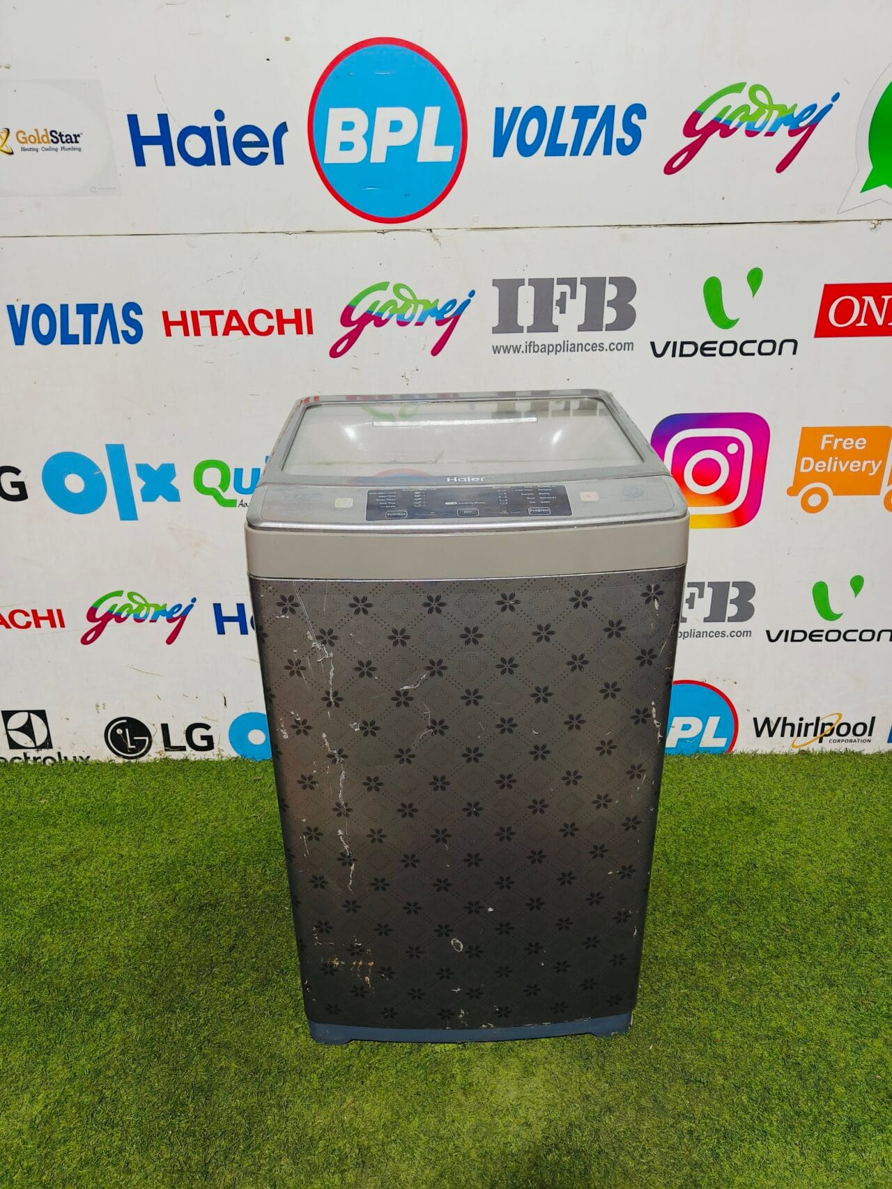 haier wool wash fuzzy logic 7 kg silver flower model used fully automatic top load washing machine
