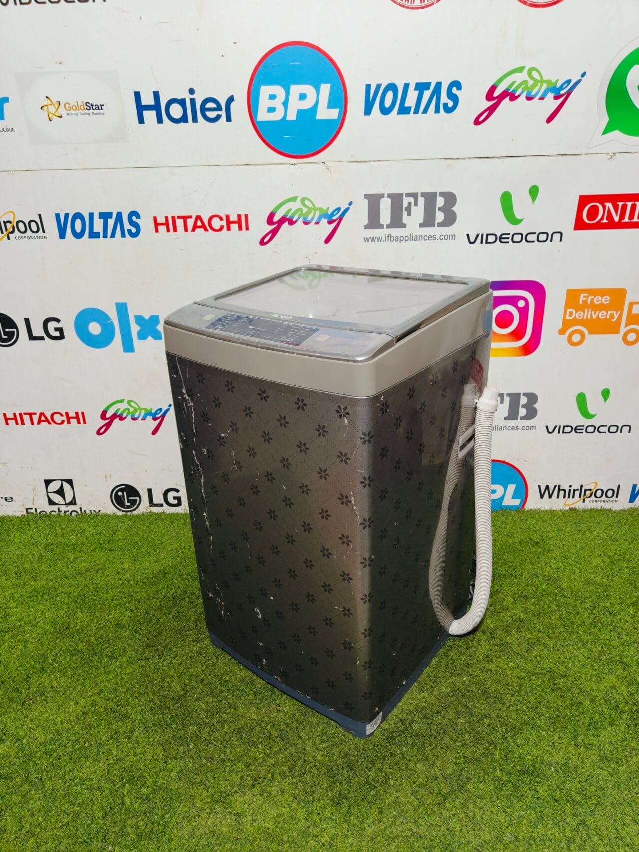 haier wool wash fuzzy logic 7 kg silver flower model used fully automatic top load washing machine - Image 5