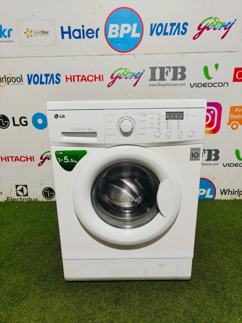 LG digital inverter direct drive 5.5 kg energy saving full white in colour gently used fully automatic front load washing machine