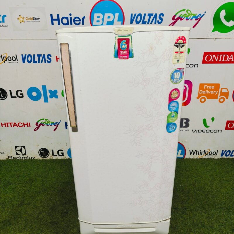 Godrej edge Pro 5 star energy rating white flower model with base stand and onion tray 190 l gently used single door refrigerator (Refurbished)