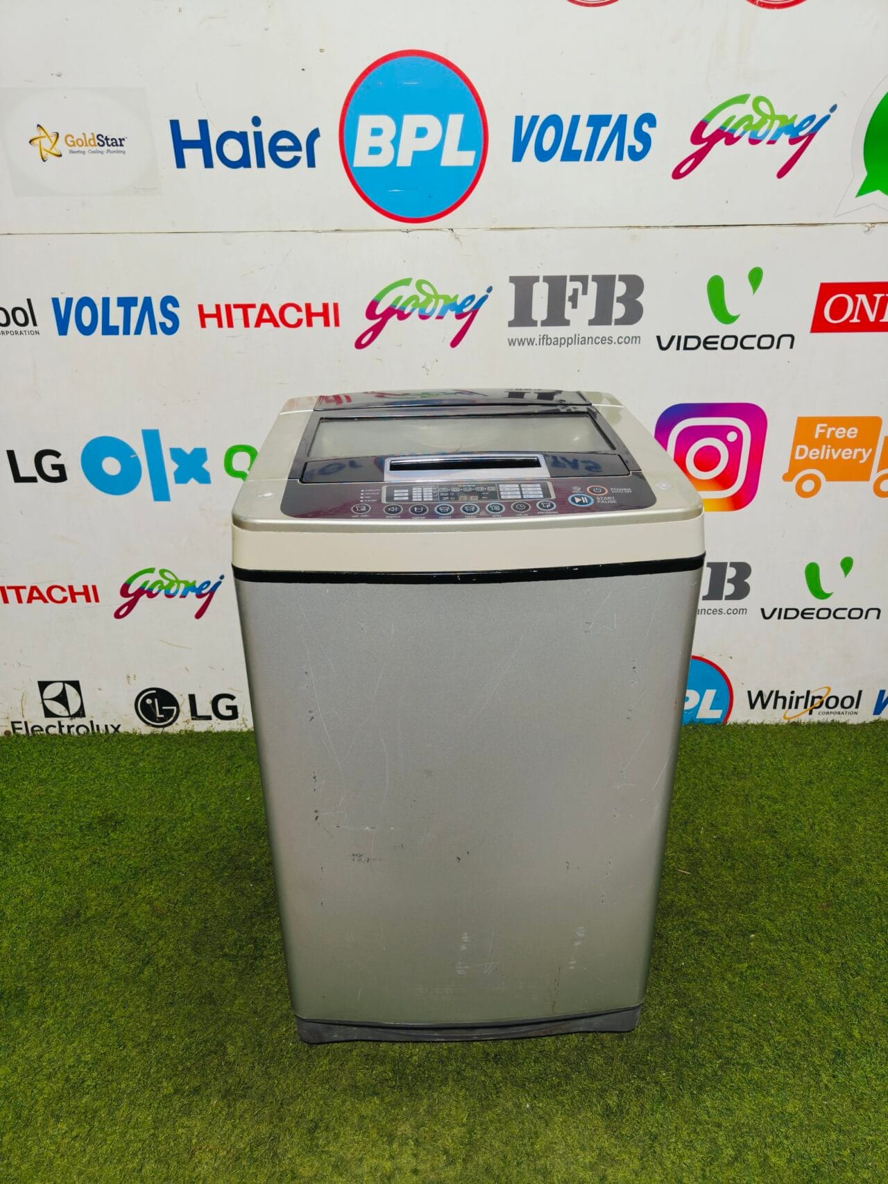 lg turbo drum steel finish 7 kg fully automatic top load washing machine