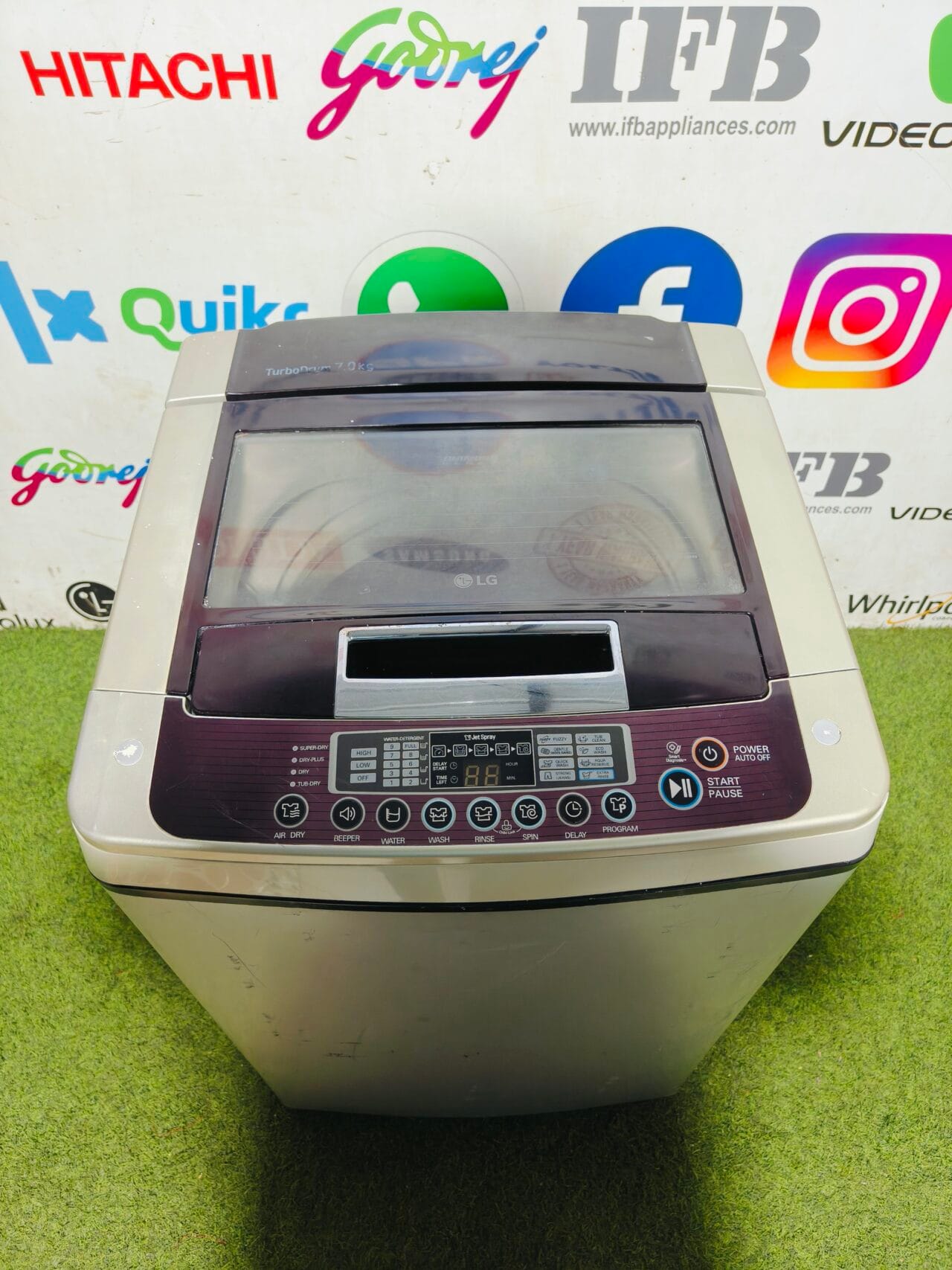 lg turbo drum steel finish 7 kg fully automatic top load washing machine - Image 2