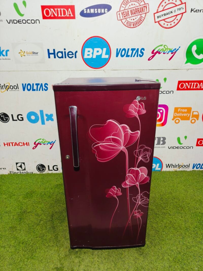 LG 4 star energy rating inbuild stabilizer maroon flower model 190 l gently used single door refrigerator