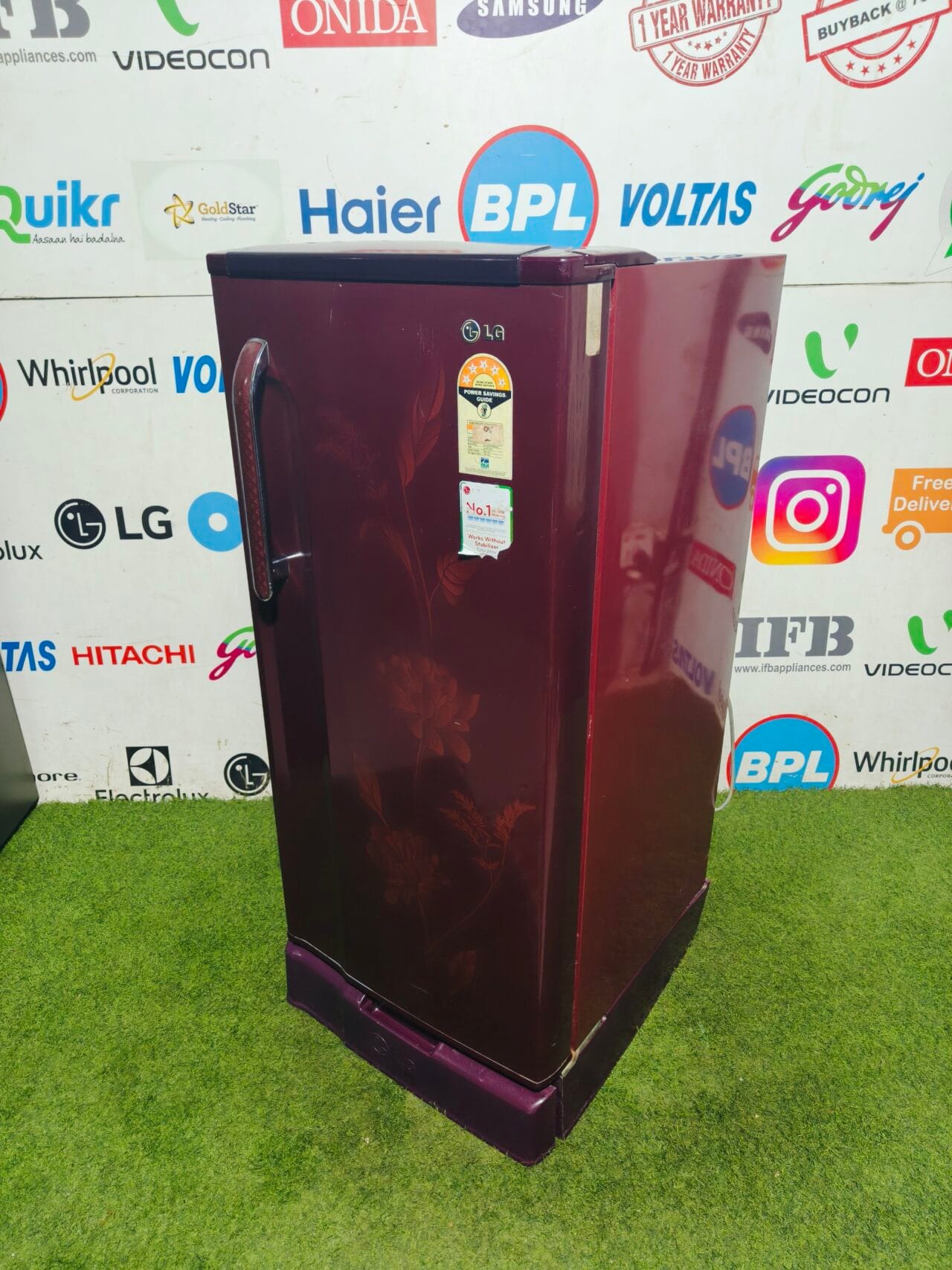 LG 5 star energy rating inbuilt stabiliser with base stand and onion tray 190 lte flower model single door refrigerator - Image 4