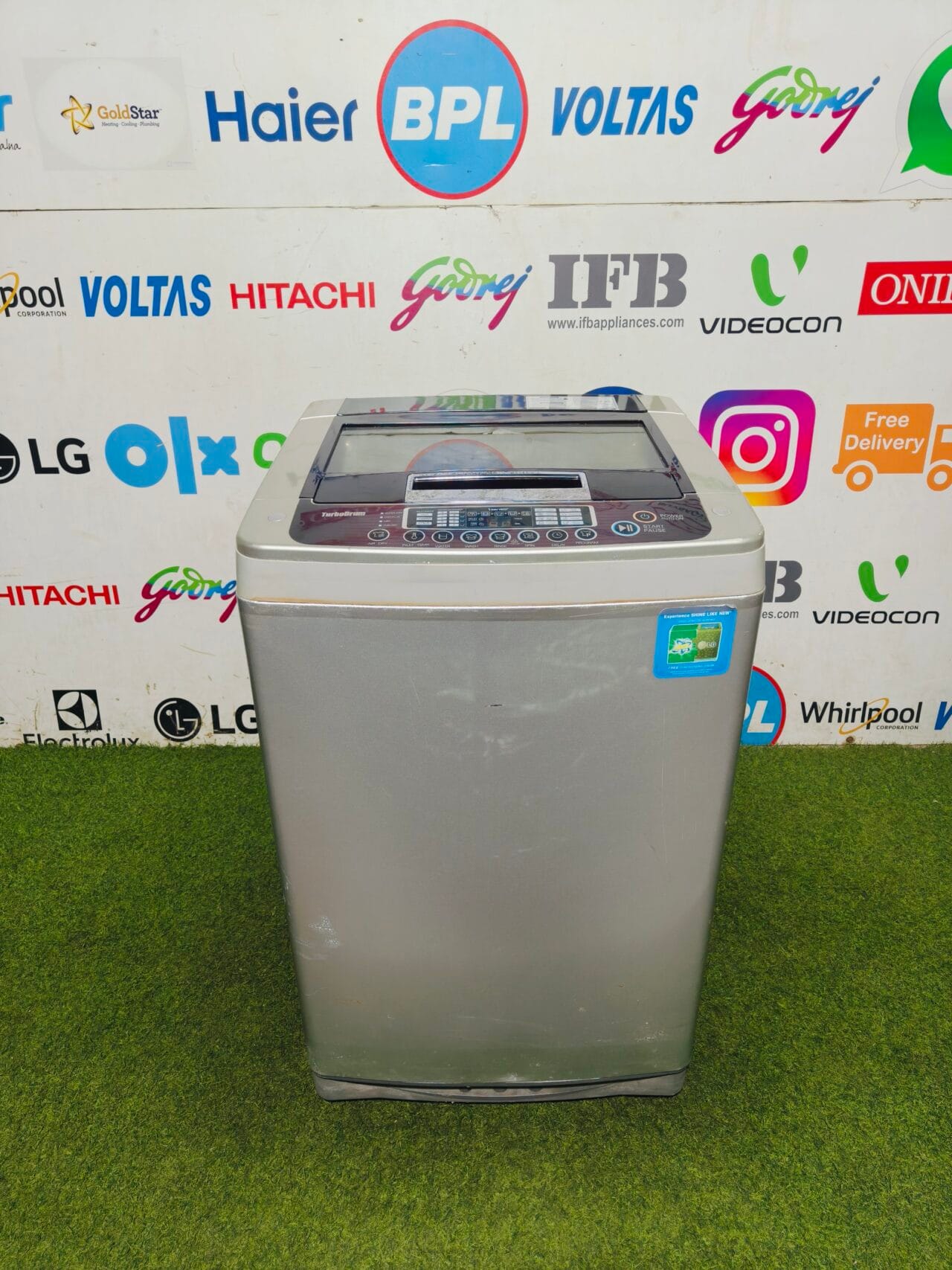 Lg fuzzy logic turbo drum 6.5 kg steel finish fully automatic top load washing machine