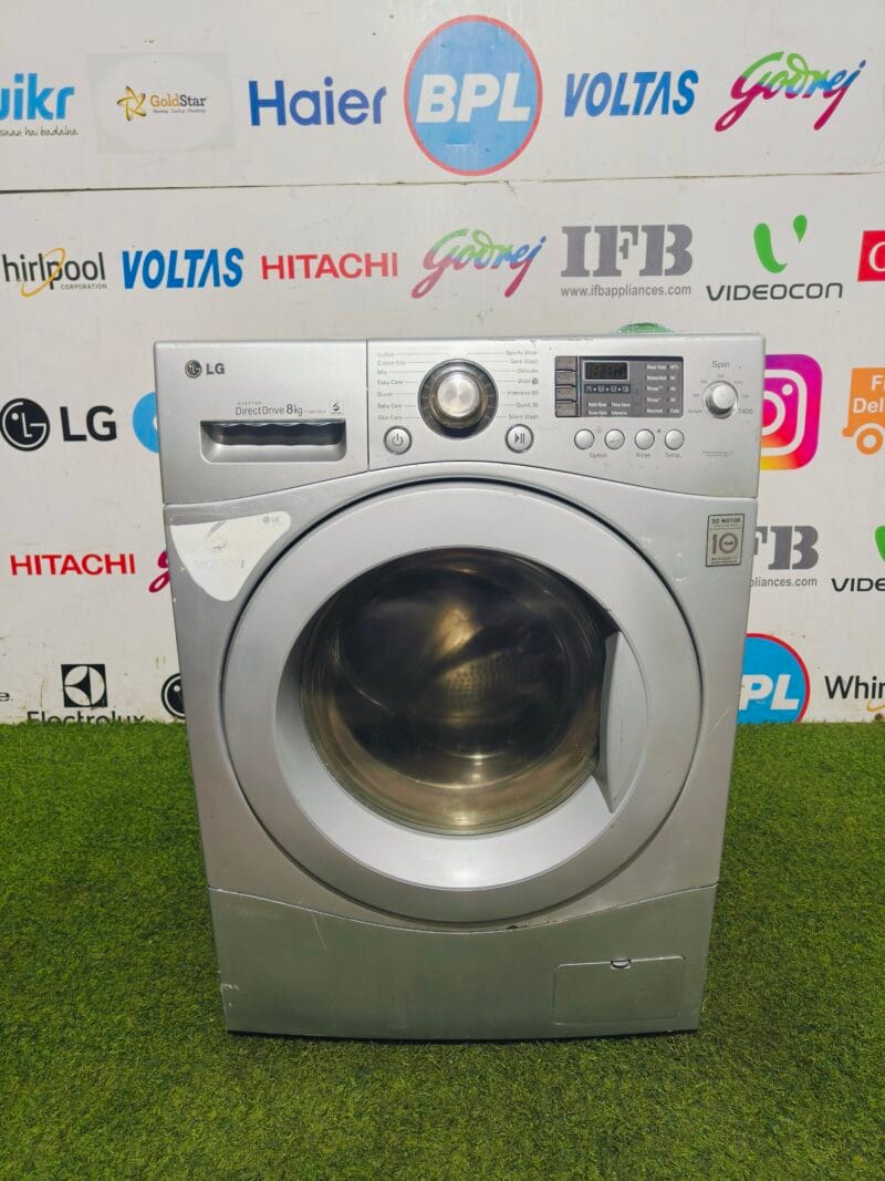 LG digital inverter Direct drive 8 kg silver in colour fully automatic used front load washing machine