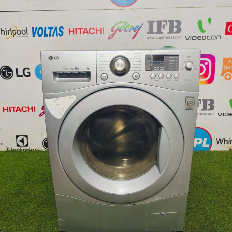 LG digital inverter Direct drive 8 kg silver in colour fully automatic used front load washing machine (Refurbished)