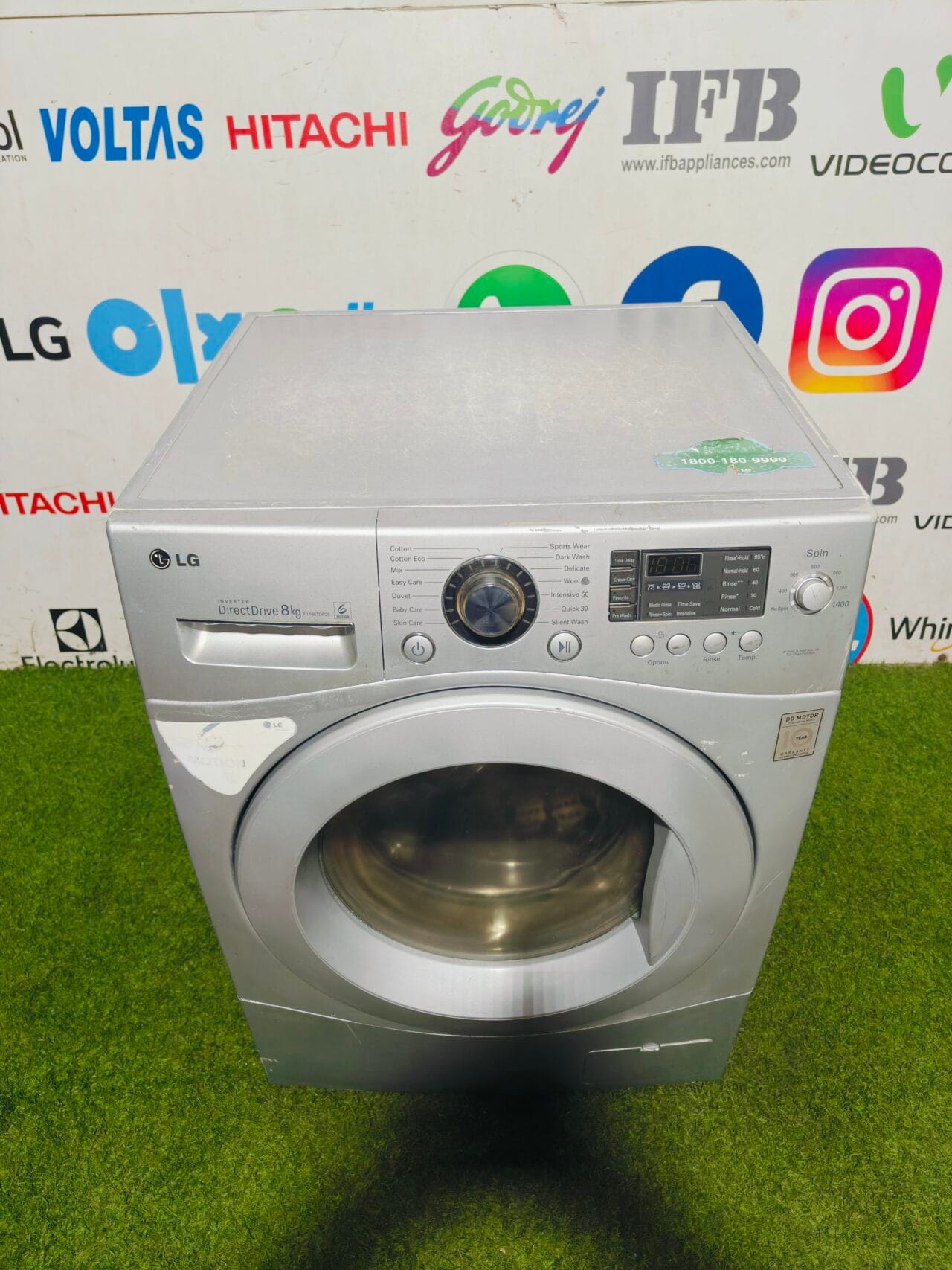 LG digital inverter Direct drive 8 kg silver in colour fully automatic used front load washing machine - Image 2