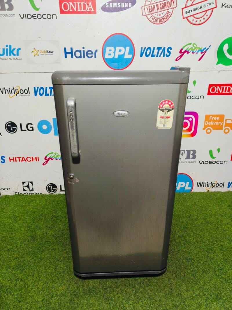 whirlpool five star energy rating inbuilt stabiliser grey in colour 190 lte used single door refrigerator