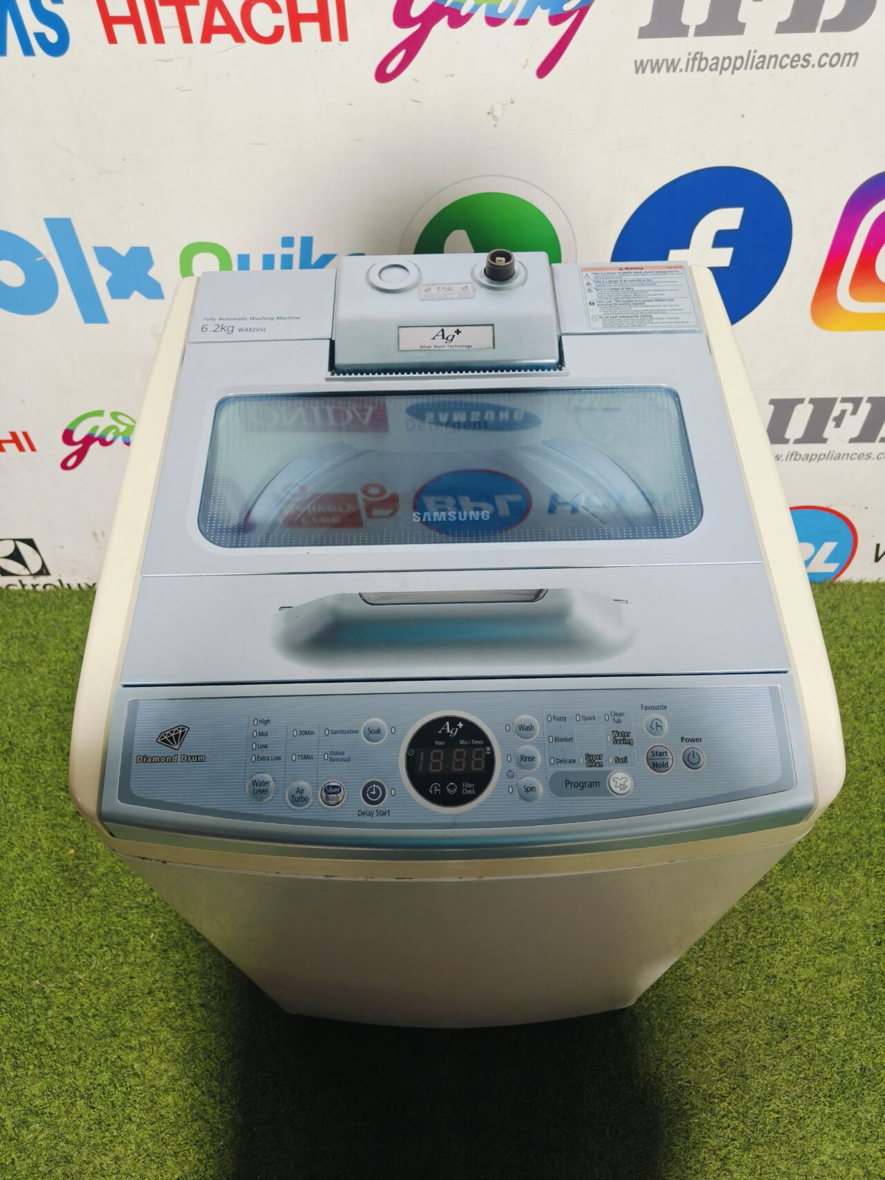 Samsung daimond drum ag+ silver nano white & blue in colour 6.2 kg fully automatic gently used top load washing machines - Image 2