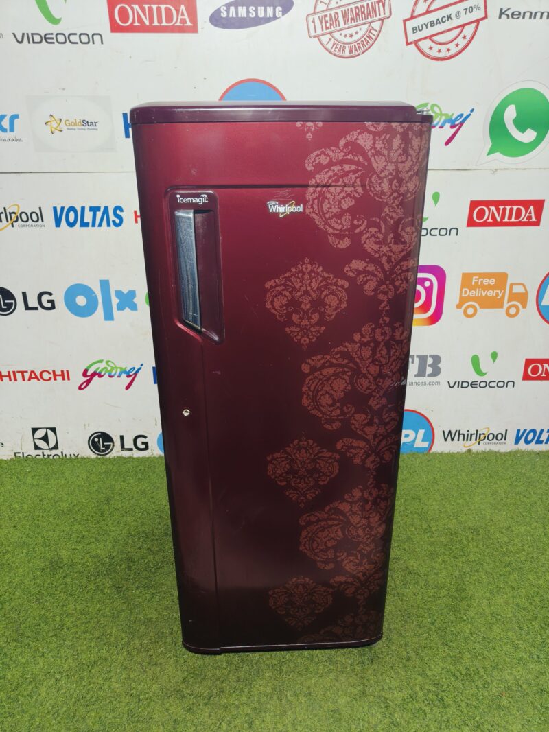 whirlpool ice magic 5 star energy rating inbuilt stabiliser 200 lte flower model single door refrigerator