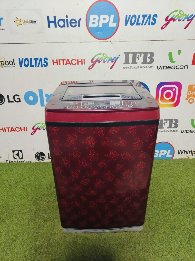 LG fuzzy logic turbo drum 6.5 kg red flower model fully automatic top load washing machine