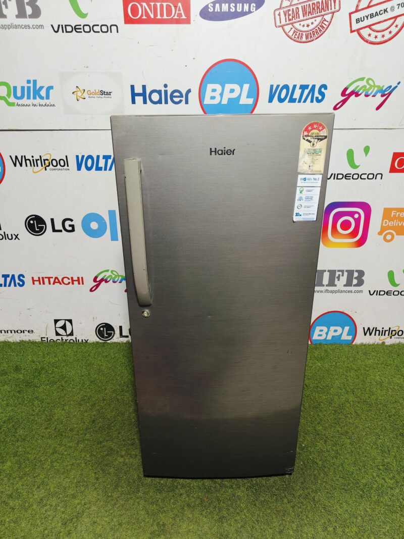 Haier steel finish 4 star energy rating inbuilt stabiliser 190 lte single door used  refrigerator