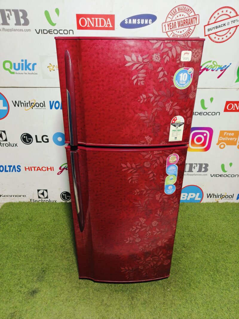 Godrej Eon 240 lte inbuilt stabiliser gently used red flower model double door refrigerator