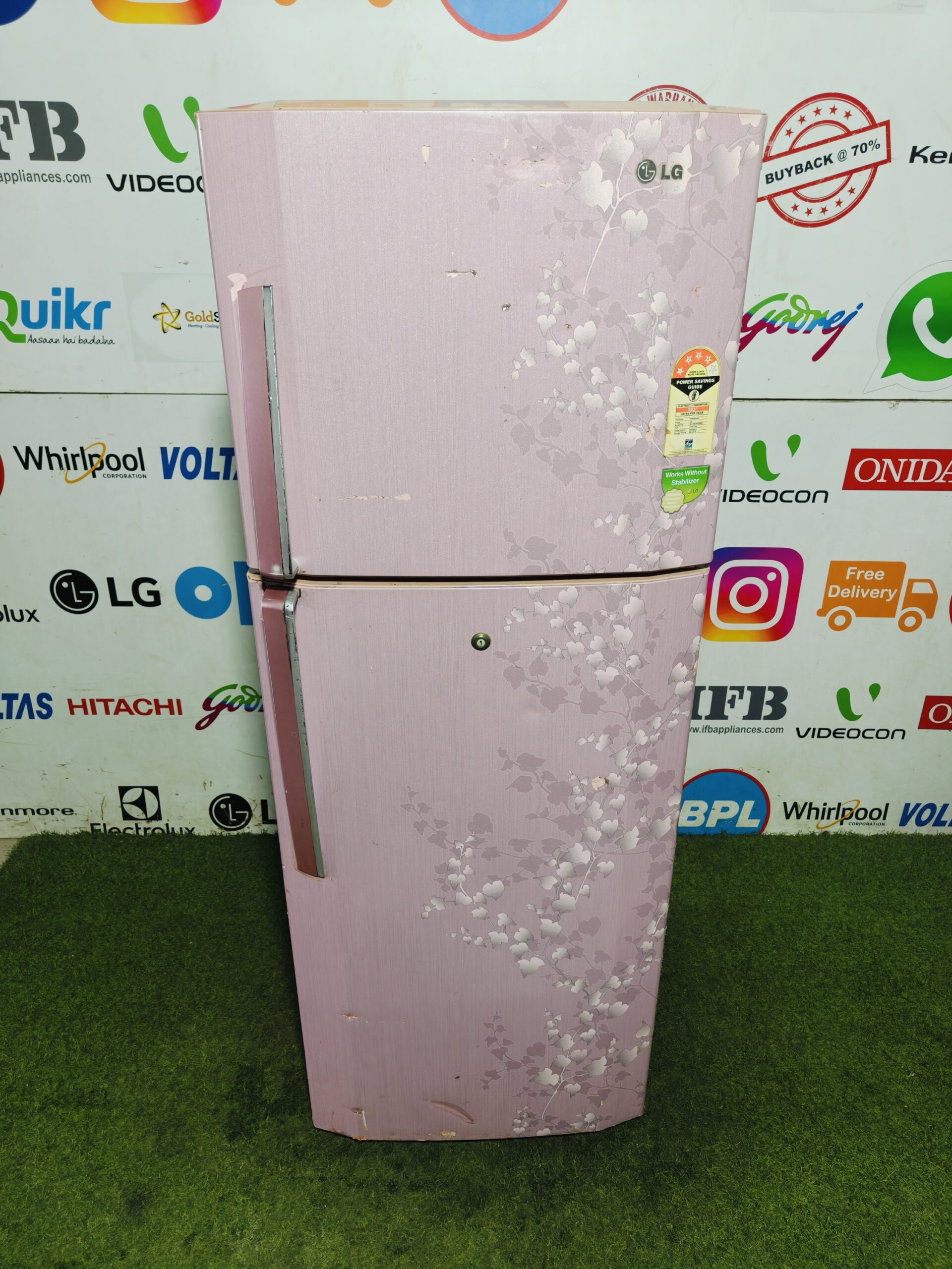 LG 4 star energy rating inbuilt stabiliser pink flower model 260 lte double door refrigerator (Refurbished)