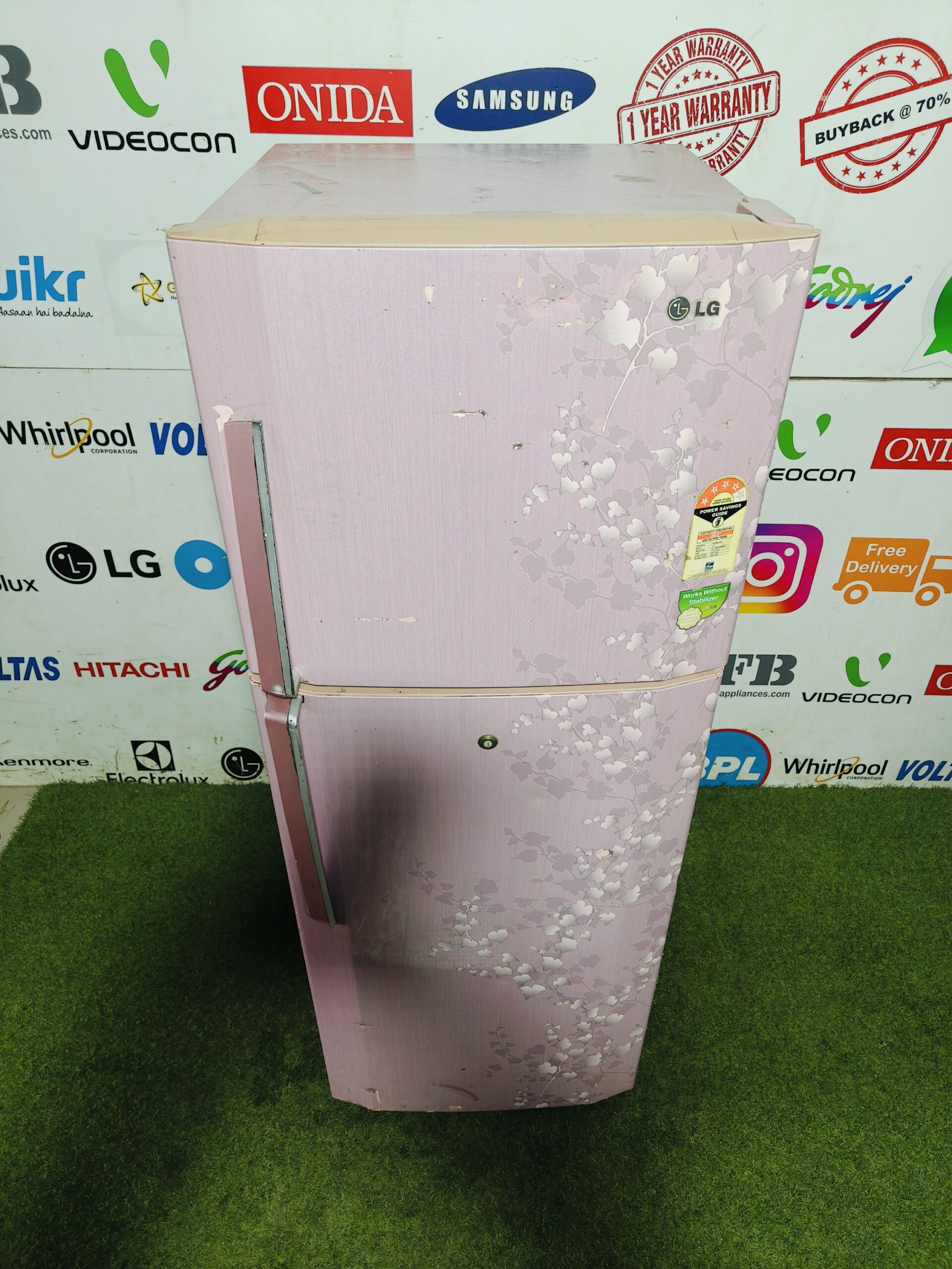 LG 4 star energy rating inbuilt stabiliser pink flower model 260 lte double door refrigerator (Refurbished) - Image 2