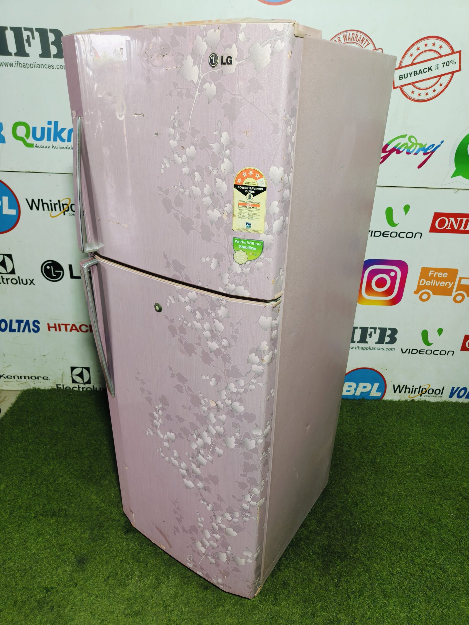 LG 4 star energy rating inbuilt stabiliser pink flower model 260 lte double door refrigerator (Refurbished) - Image 5