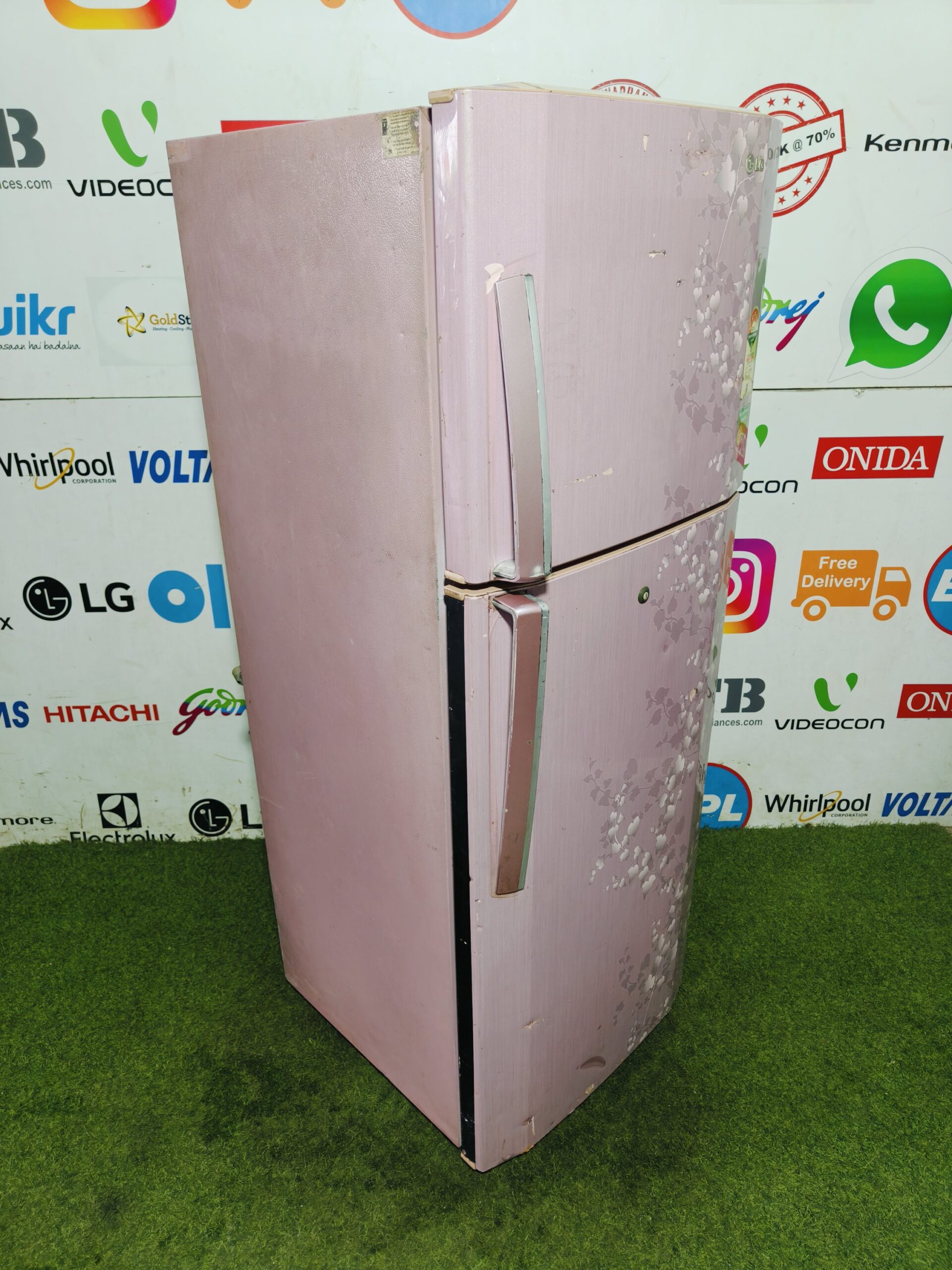 LG 4 star energy rating inbuilt stabiliser pink flower model 260 lte double door refrigerator (Refurbished) - Image 4