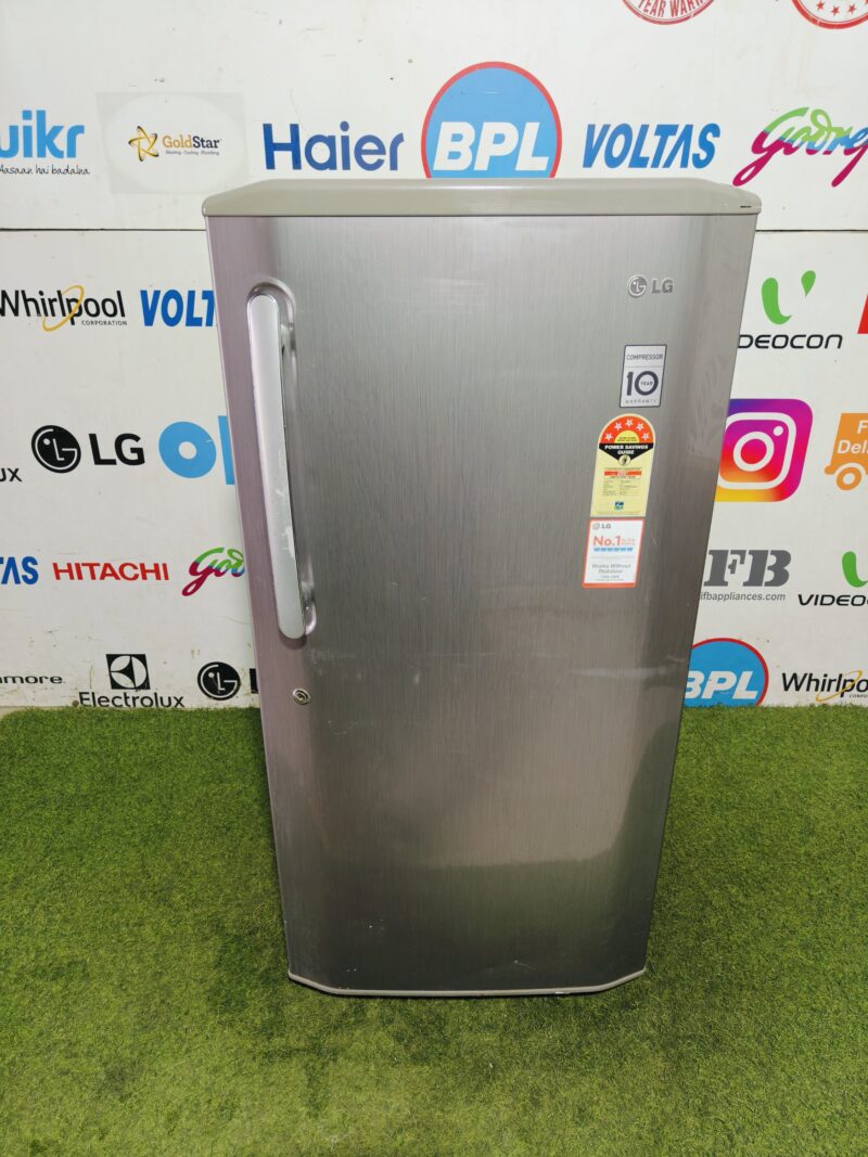 LG 5 star energy rating inbuilt stabiliser steel finish 200 Ltr gently used single door refrigerator