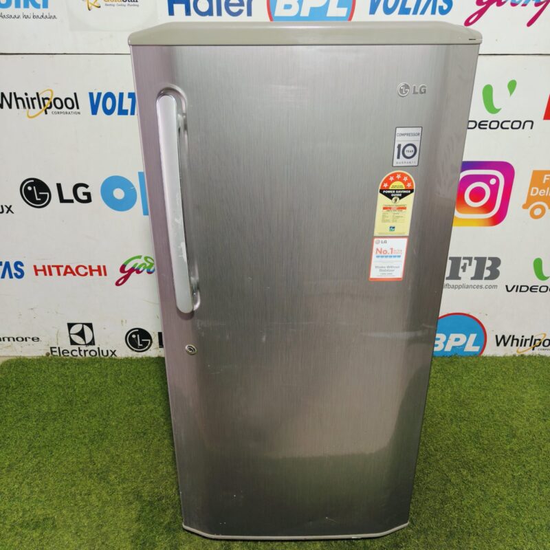 LG 5 star energy rating inbuilt stabiliser steel finish 200 Ltr gently used single door refrigerator (Refurbished)
