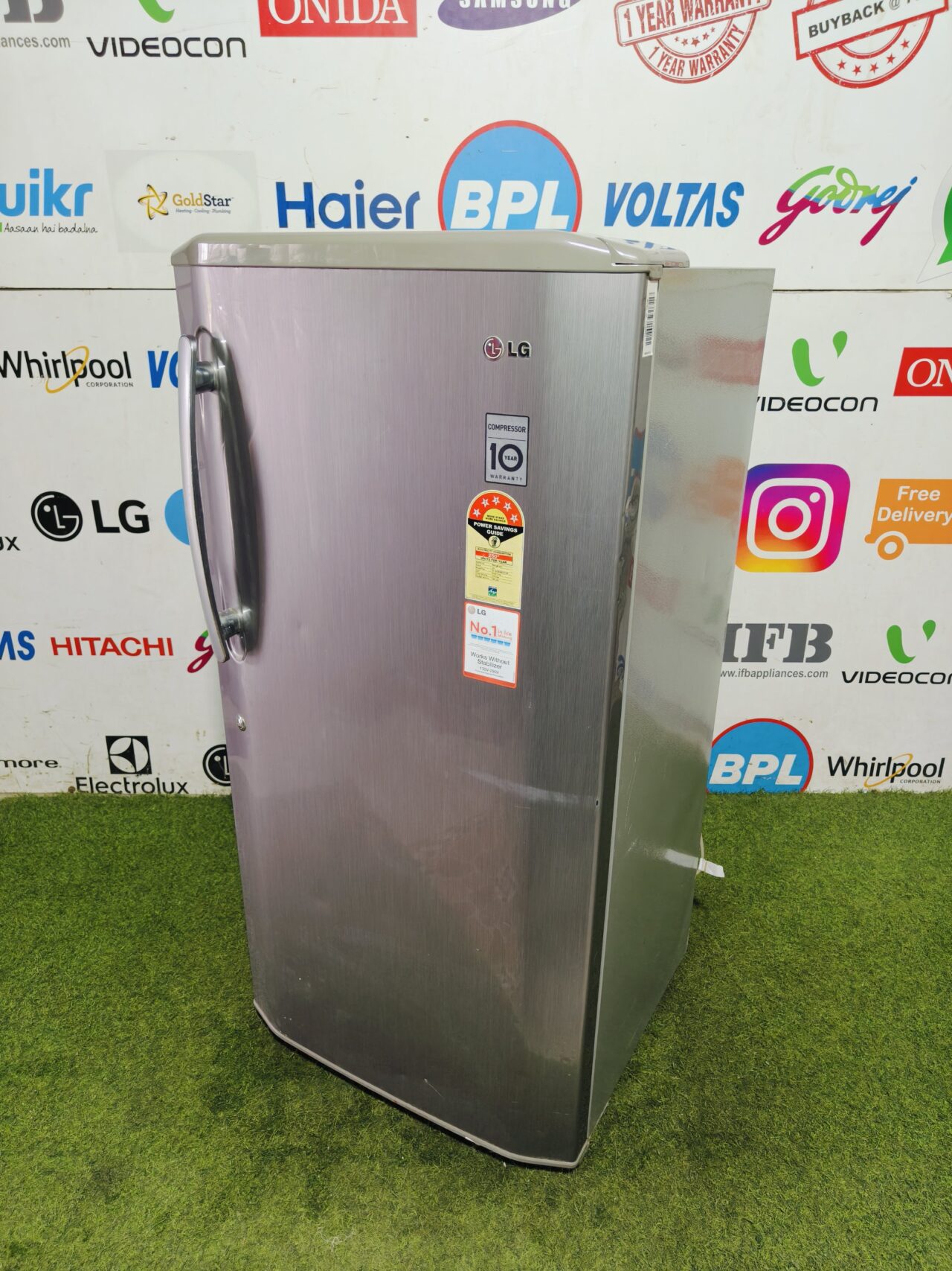 LG 5 star energy rating inbuilt stabiliser steel finish 200 Ltr gently used single door refrigerator - Image 4