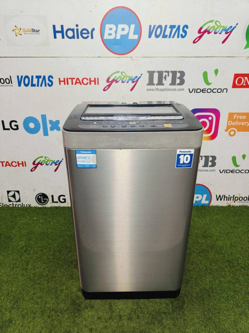 Panasonic eco navi eco aqua beat 7.5 kg steel finish Fully automatic gently used top load washing machine