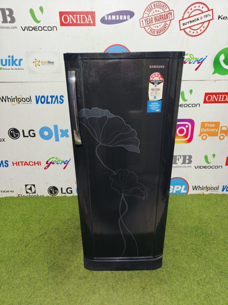 Samsung 5 star energy rating inbuilt stabiliser with base stand and onion tray 210 lte flower model single door refrigerator (Refurbished)