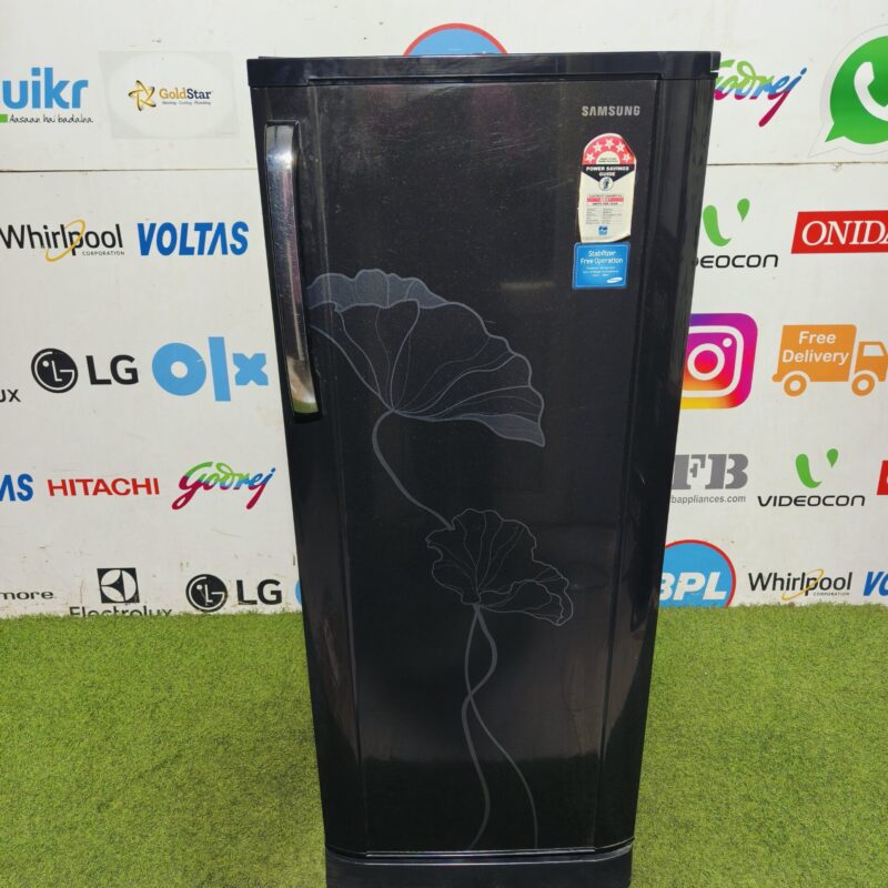 Samsung 5 star energy rating inbuilt stabiliser with base stand and onion tray 210 lte flower model single door refrigerator (Refurbished)