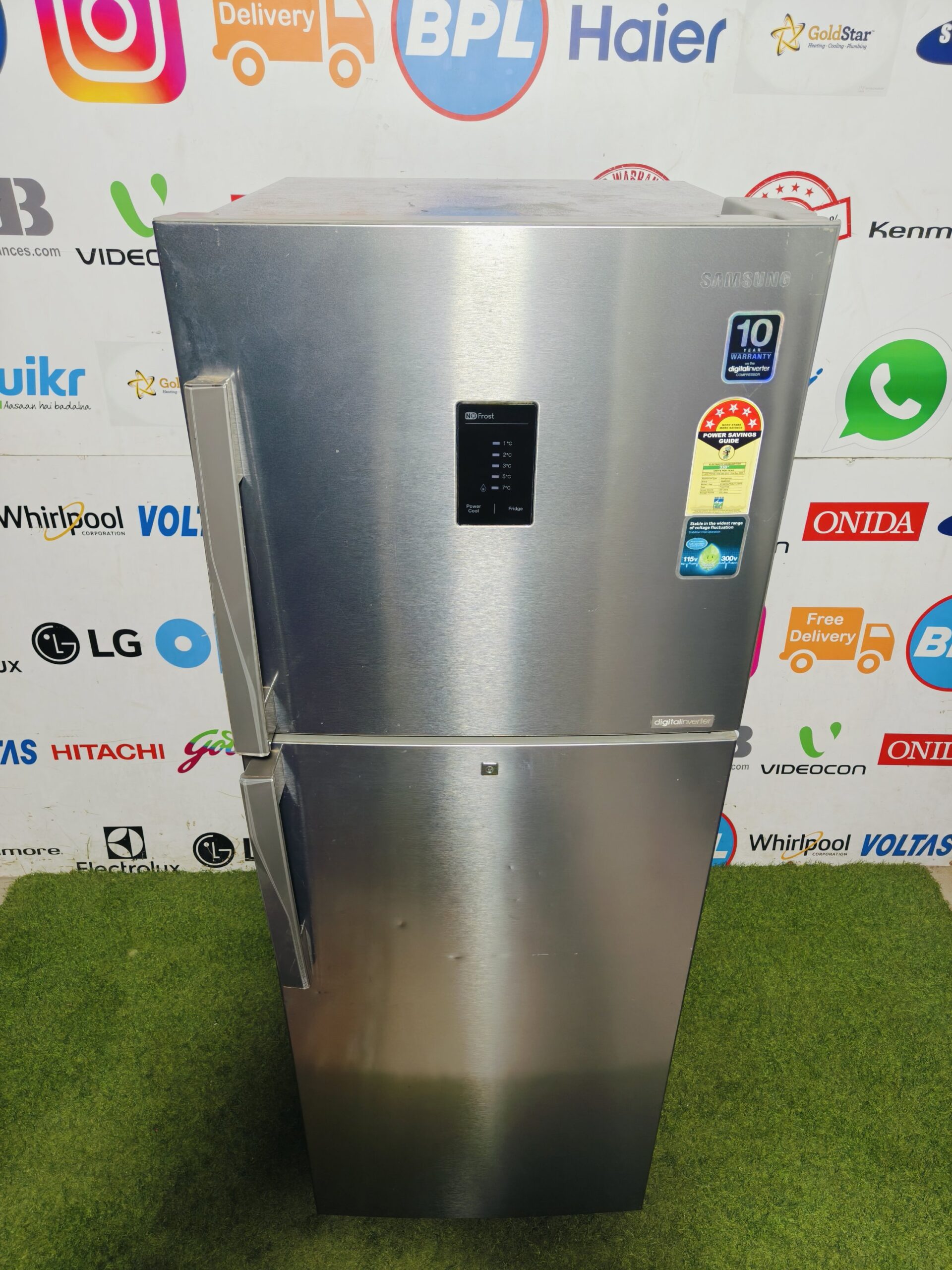 Samsung digital inverter 5 star energy rating inbuilt stabiliser steel finish 350 lte double door gently used refrigerator (Refurbished) - Image 2