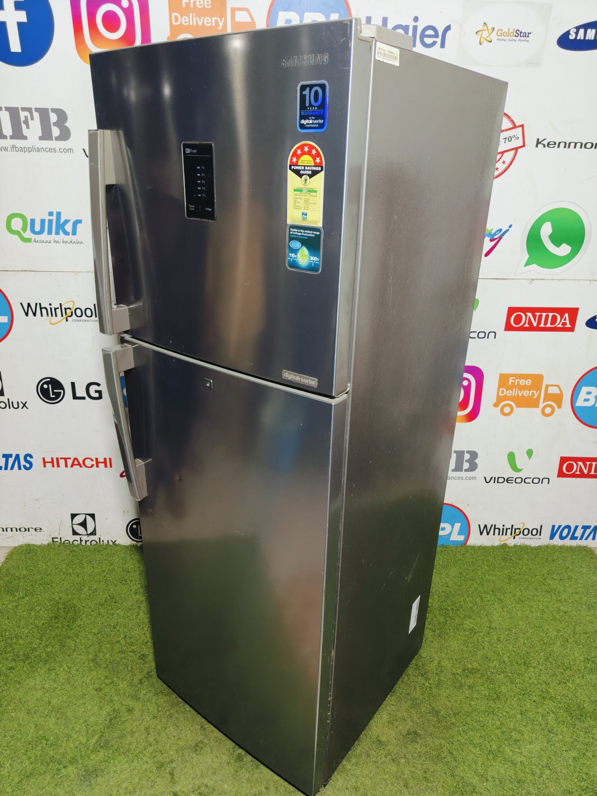 Samsung digital inverter 5 star energy rating inbuilt stabiliser steel finish 350 lte double door gently used refrigerator (Refurbished) - Image 4