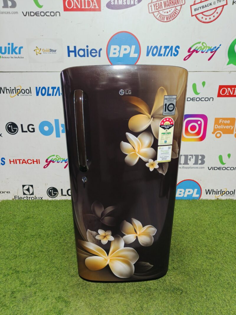 LG smart inverter 5 star energy rating inbuilt stabiliser 190 lte flower model like new condition single door refrigerator