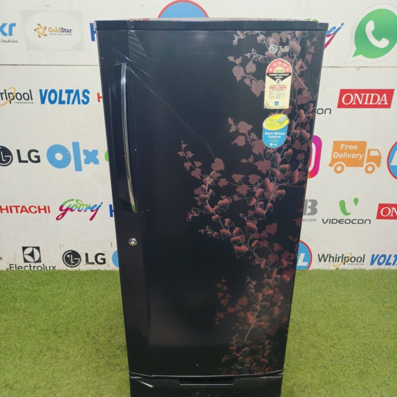 LG 5 star energy rating inbuilt stabiliser with base stand and onion tray 190 lte flower model single door refrigerator (Refurbished)